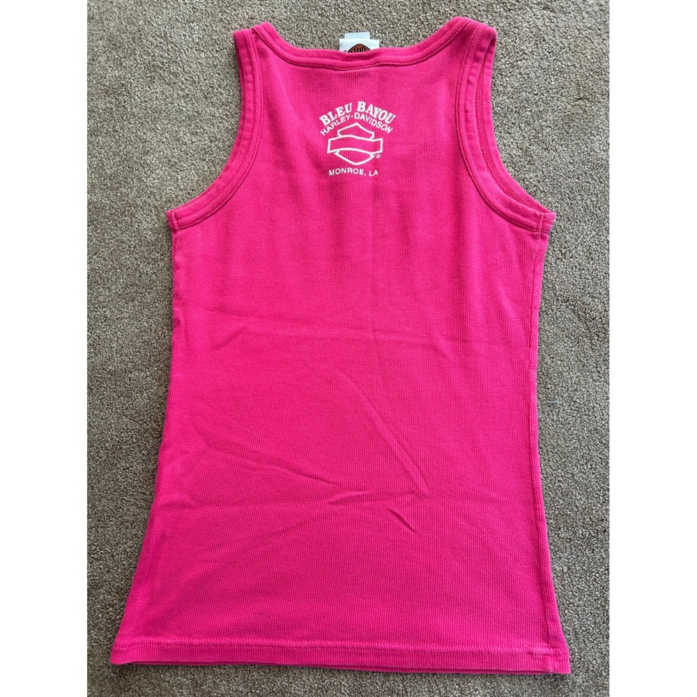 Harley-Davidson Vintage 2006 Ribbed Tank Top Hot Pink Bleu Bayou Monroe LA L - Picture 3 of 7